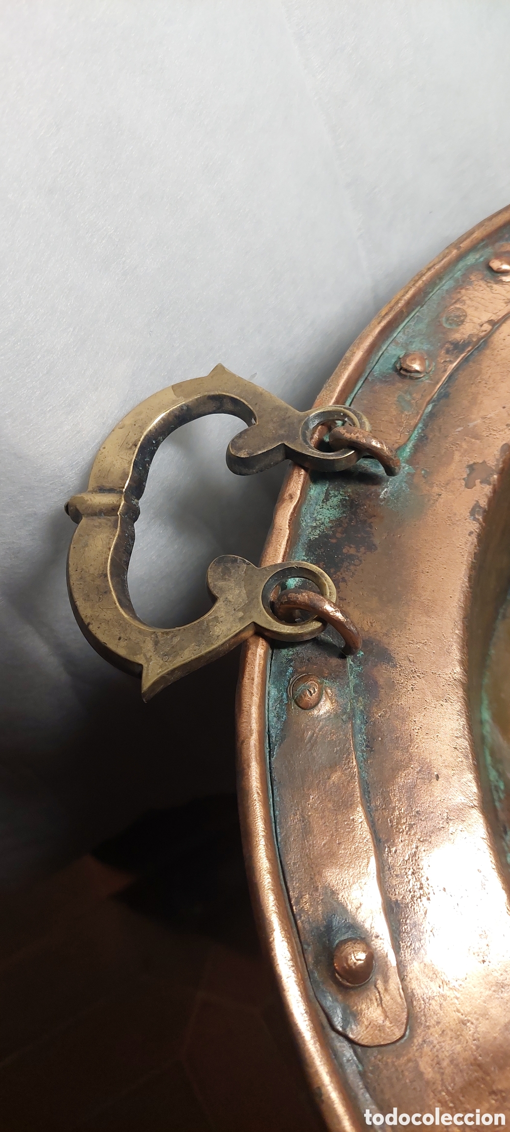 Antig&uuml;edades: Brasero de Cobre antiguo con asas de bronce - Foto 3