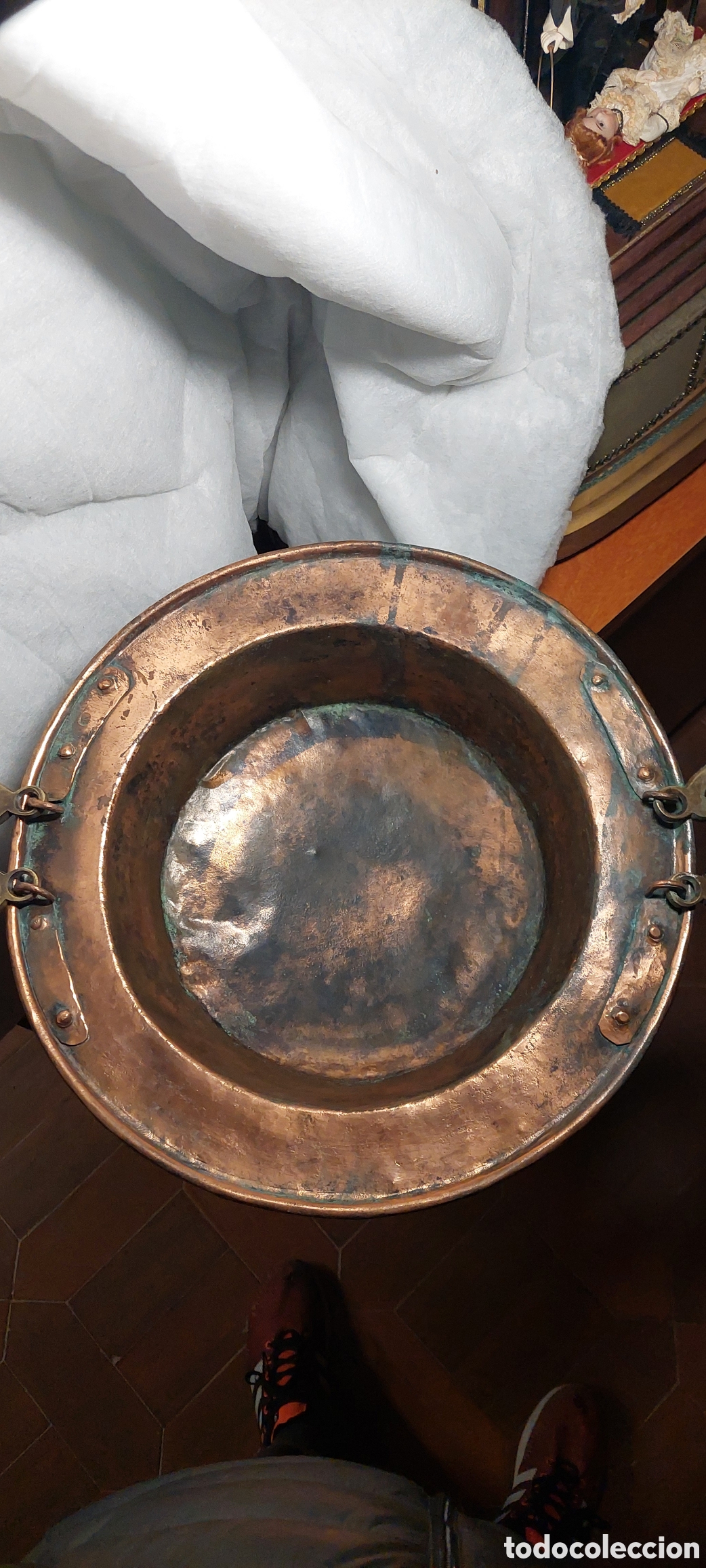 Antig&uuml;edades: Brasero de Cobre antiguo con asas de bronce - Foto 4