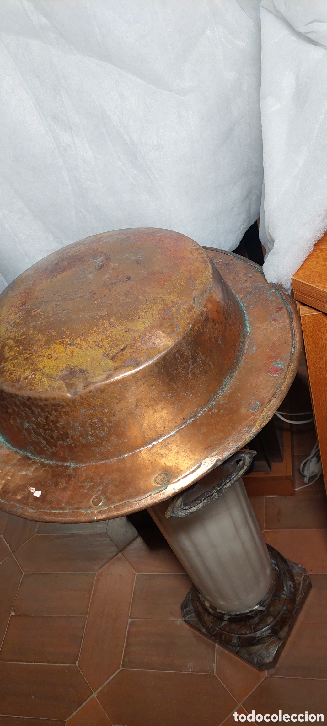 Antig&uuml;edades: Brasero de Cobre antiguo con asas de bronce - Foto 10