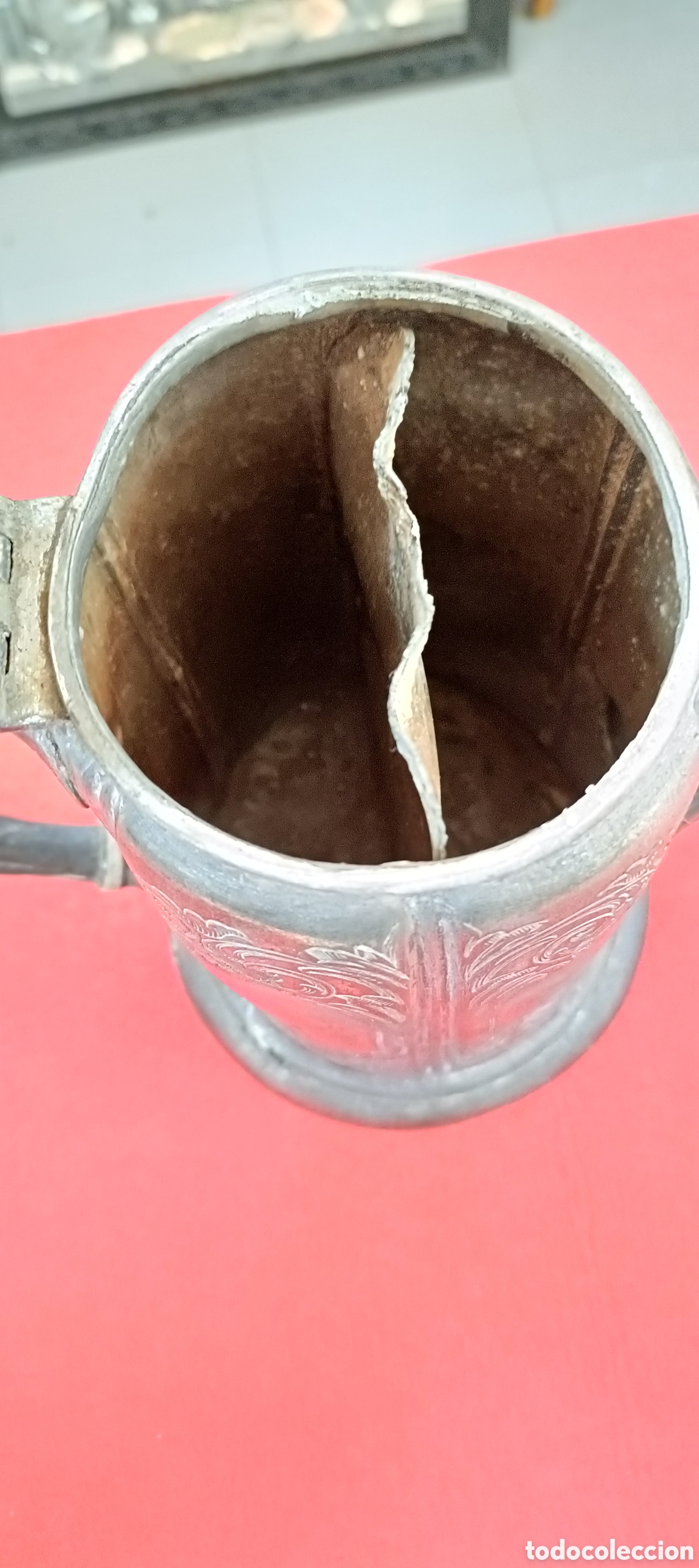 Antig&uuml;edades: ANTIGUA CAFETERA BA&Ntilde;O PLATA NUMERADA EN LA BASE. - Foto 4