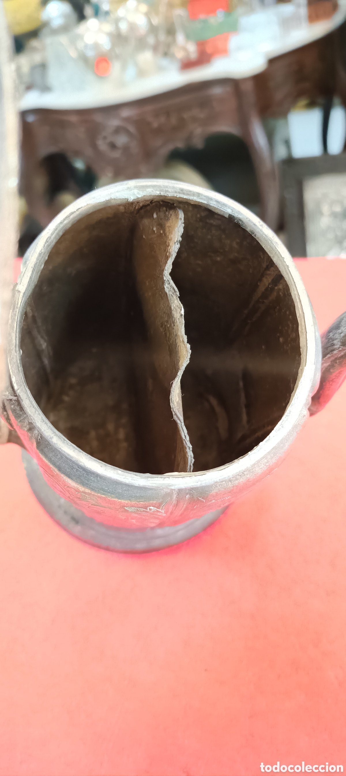 Antig&uuml;edades: ANTIGUA CAFETERA BA&Ntilde;O PLATA NUMERADA EN LA BASE. - Foto 5