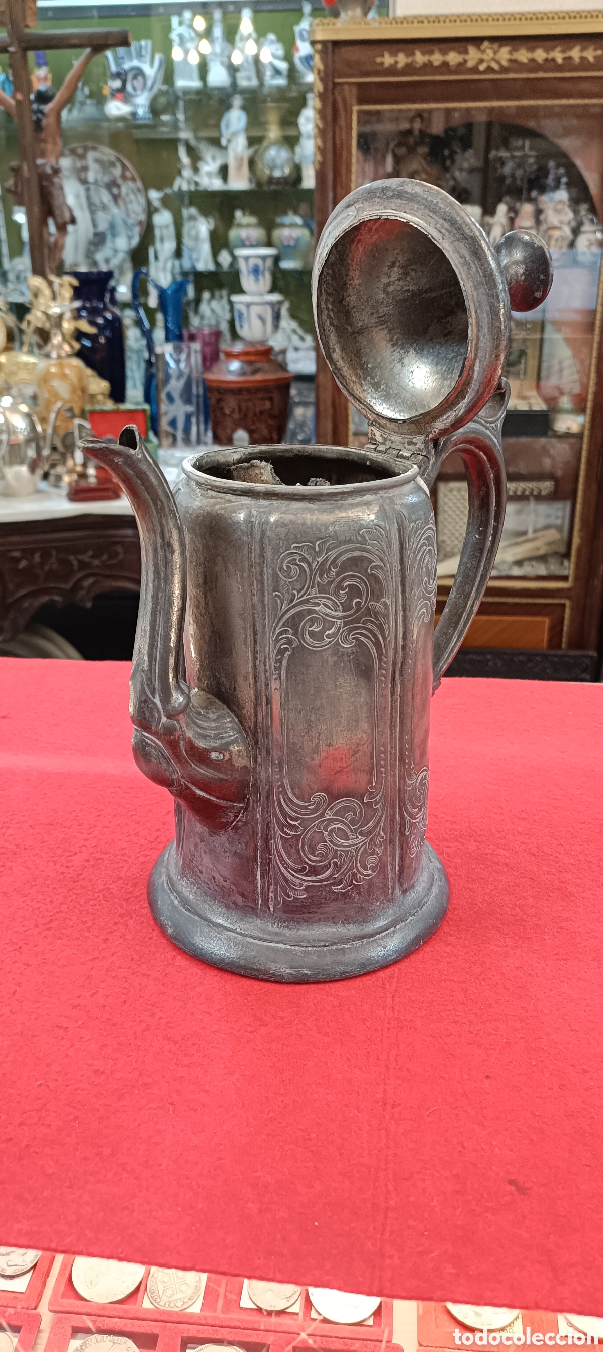 Antig&uuml;edades: ANTIGUA CAFETERA BA&Ntilde;O PLATA NUMERADA EN LA BASE. - Foto 7