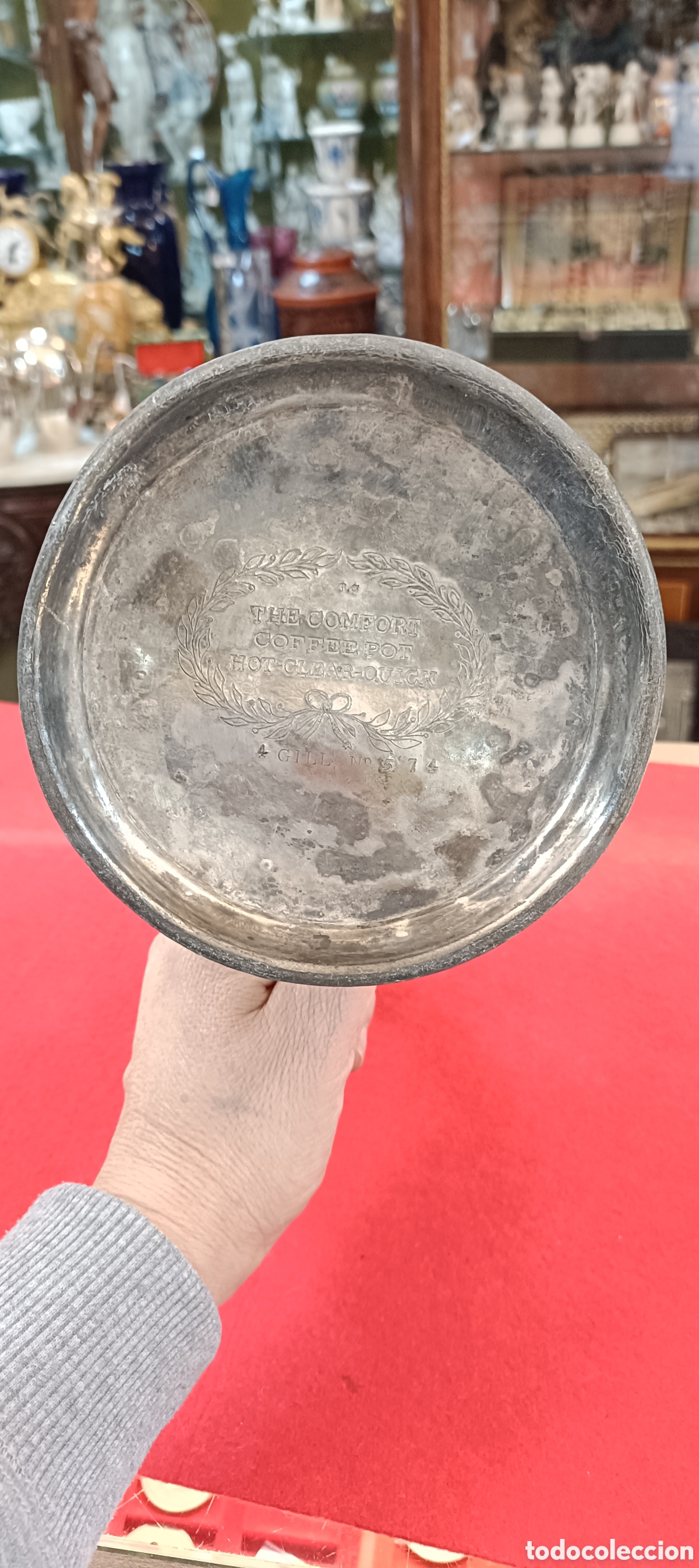 Antig&uuml;edades: ANTIGUA CAFETERA BA&Ntilde;O PLATA NUMERADA EN LA BASE. - Foto 11
