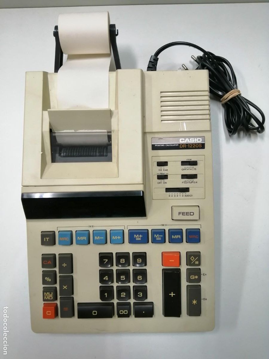 Antig&uuml;edades: M&Aacute;QUINA DE CALCULAR DE ROLLO CASIO DR-1220S - Foto 2