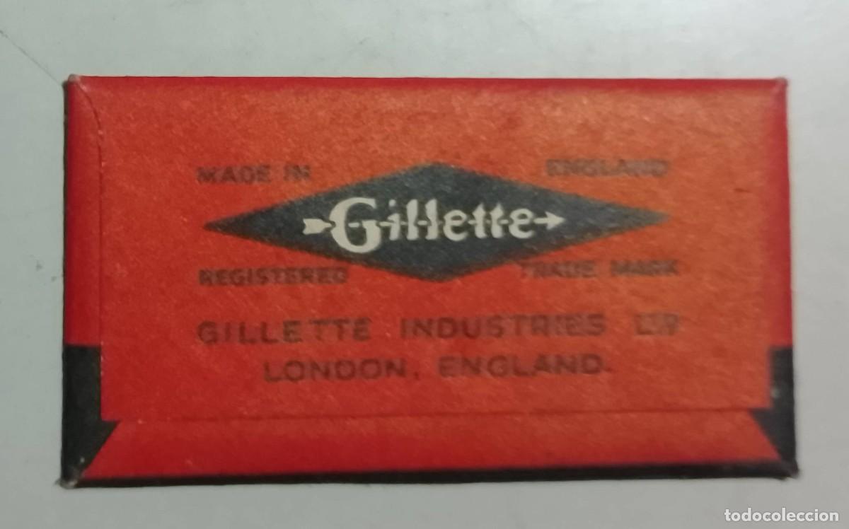 Antig&uuml;edades: Thin Gillette Blade, Hoja de Afeitar Antigua con Funda - Foto 2