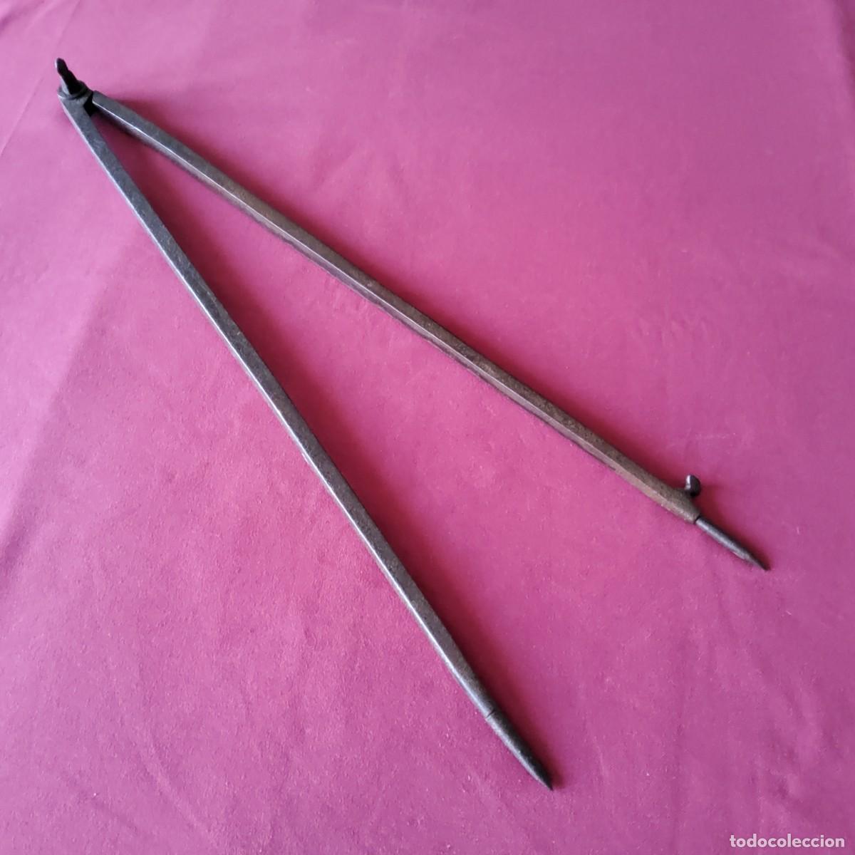 Antig&uuml;edades: ANTIGUO COMP&Aacute;S DE HIERRO, DE GRAN TAMA&Ntilde;O, MIDE 53,5 CM. - Foto 3