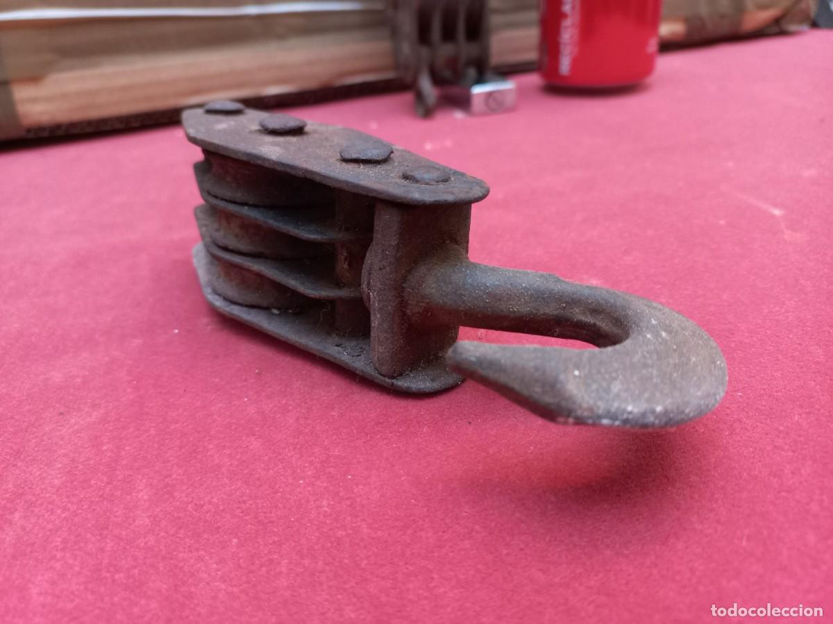 Antig&uuml;edades: juego 2 poleas triple roldana fundicion - Foto 10