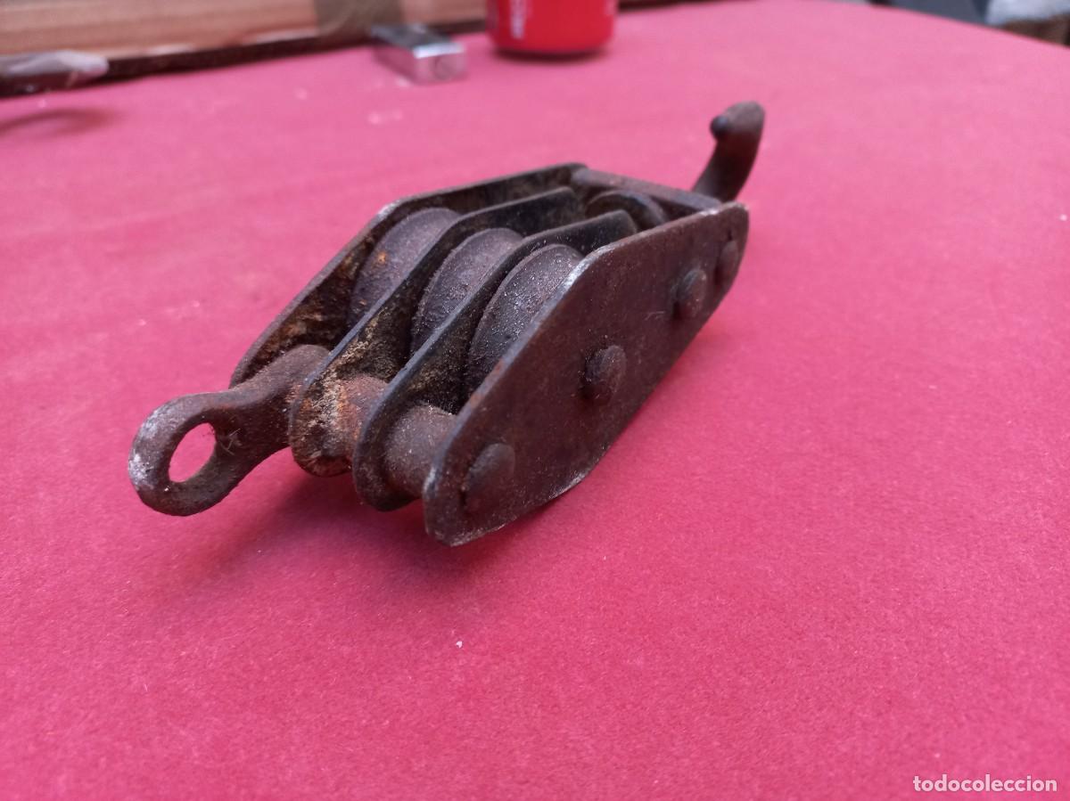 Antig&uuml;edades: juego 2 poleas triple roldana fundicion - Foto 13