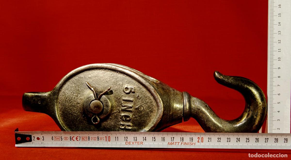 Antig&uuml;edades: Polea doble inglesa de cuerda antigua - Foto 5
