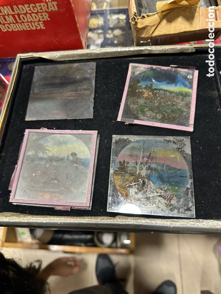 Antig&uuml;edades: Lote de 28 cristales para linternas m&aacute;gicas - Foto 2