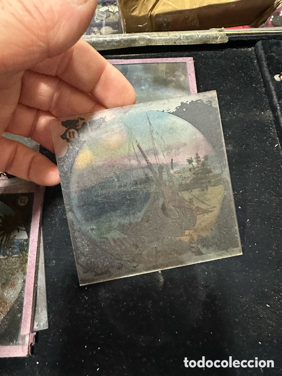 Antig&uuml;edades: Lote de 28 cristales para linternas m&aacute;gicas - Foto 5