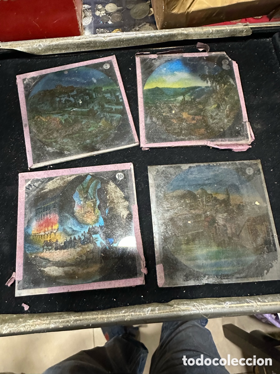 Antig&uuml;edades: Lote de 28 cristales para linternas m&aacute;gicas - Foto 7