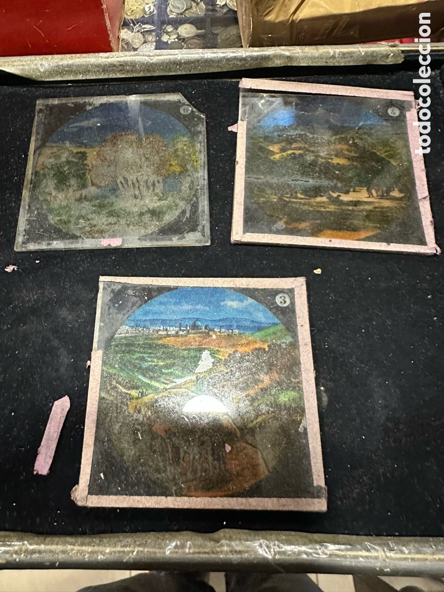 Antig&uuml;edades: Lote de 28 cristales para linternas m&aacute;gicas - Foto 9