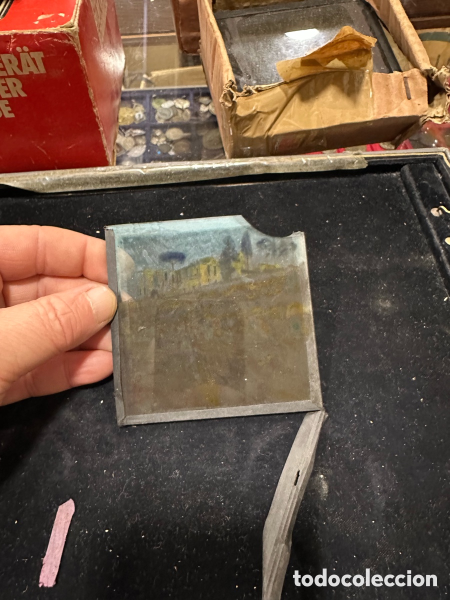 Antig&uuml;edades: Lote de 28 cristales para linternas m&aacute;gicas - Foto 13