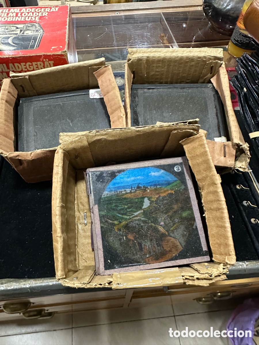 Antig&uuml;edades: Lote de 28 cristales para linternas m&aacute;gicas - Foto 1