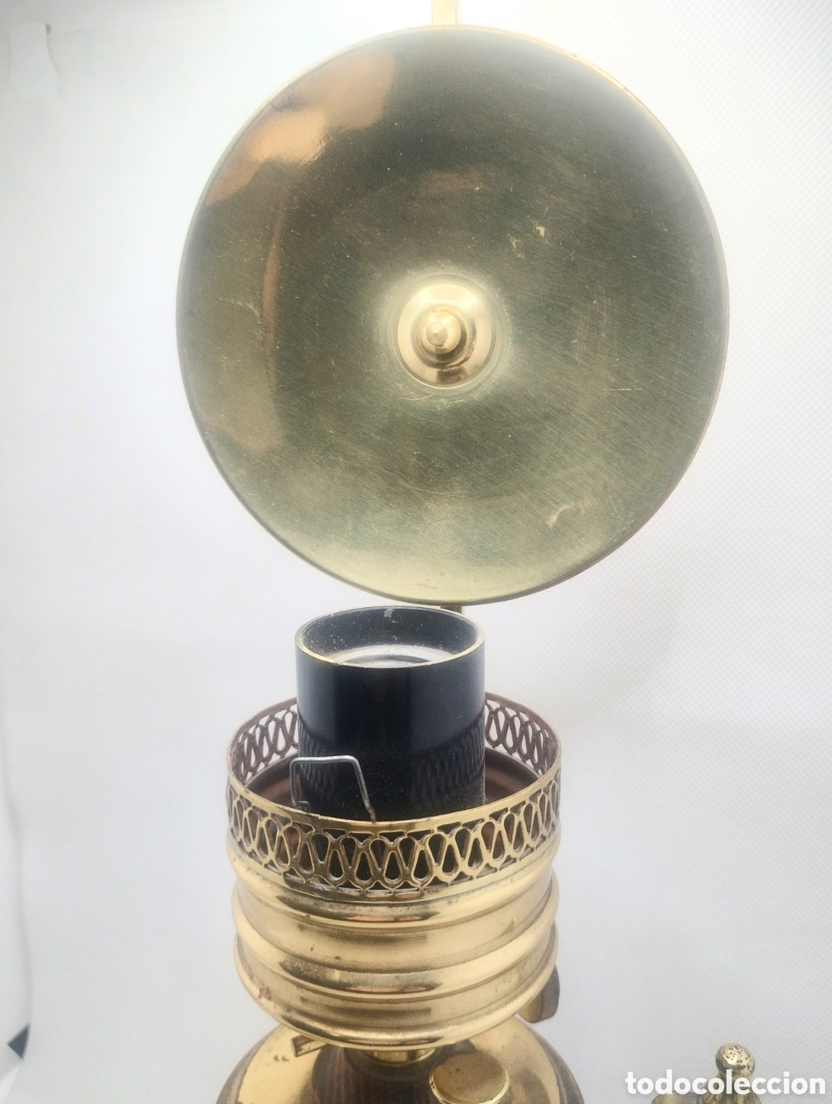 Antig&uuml;edades: Lampara quinqu&eacute; en bronce, electrificada - Foto 4