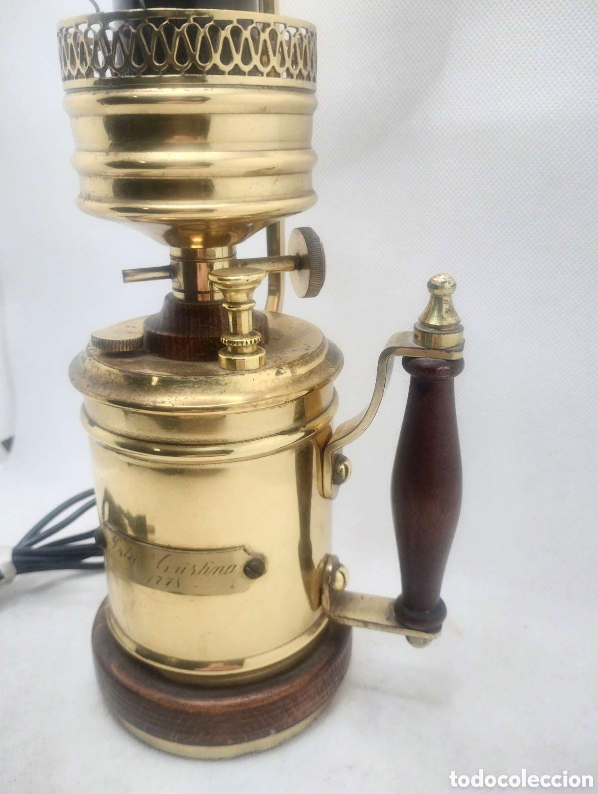 Antig&uuml;edades: Lampara quinqu&eacute; en bronce, electrificada - Foto 5