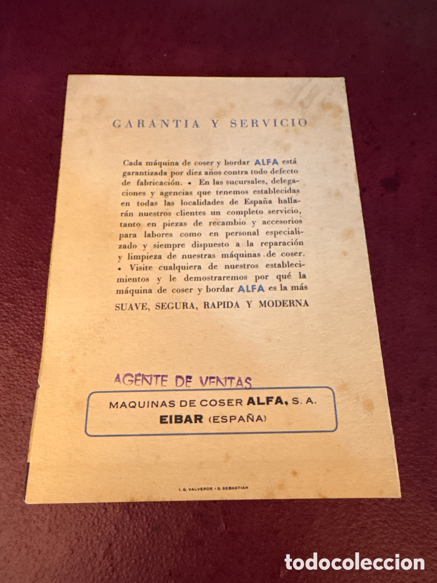 Antig&uuml;edades: MINI CAT&Aacute;LOGO D&Iacute;PTICO DE LA MAQUINA DE COSER ALFA DE EIBAR - Foto 4