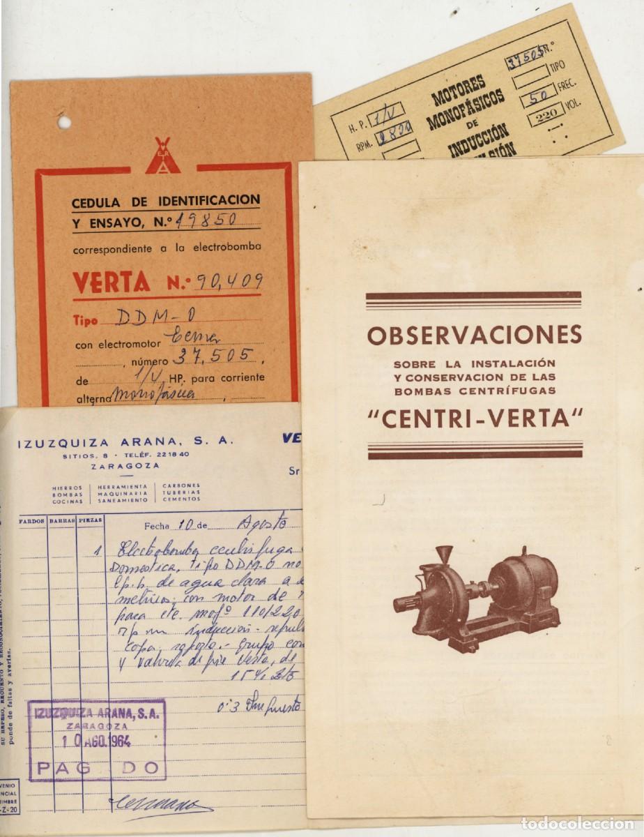 Antig&uuml;edades: Bombas VERTA . Instrucciones y papeles. 1964. - Foto 1