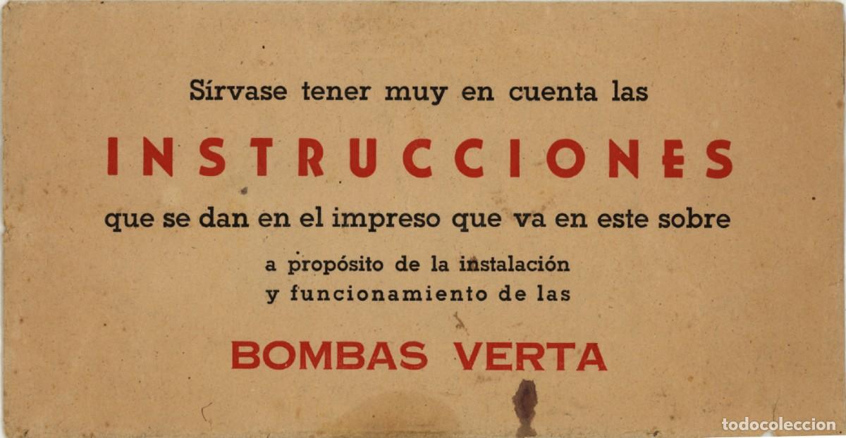 Antig&uuml;edades: Bombas VERTA . Instrucciones y papeles. 1964. - Foto 2
