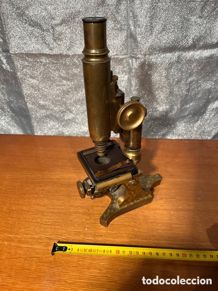 Antig&uuml;edades: Microscopio Siglo XIX , Bronce, Caja madera - Foto 2