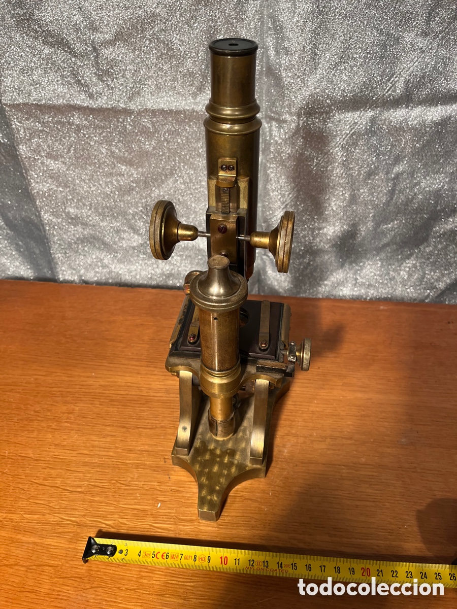 Antig&uuml;edades: Microscopio Siglo XIX , Bronce, Caja madera - Foto 5