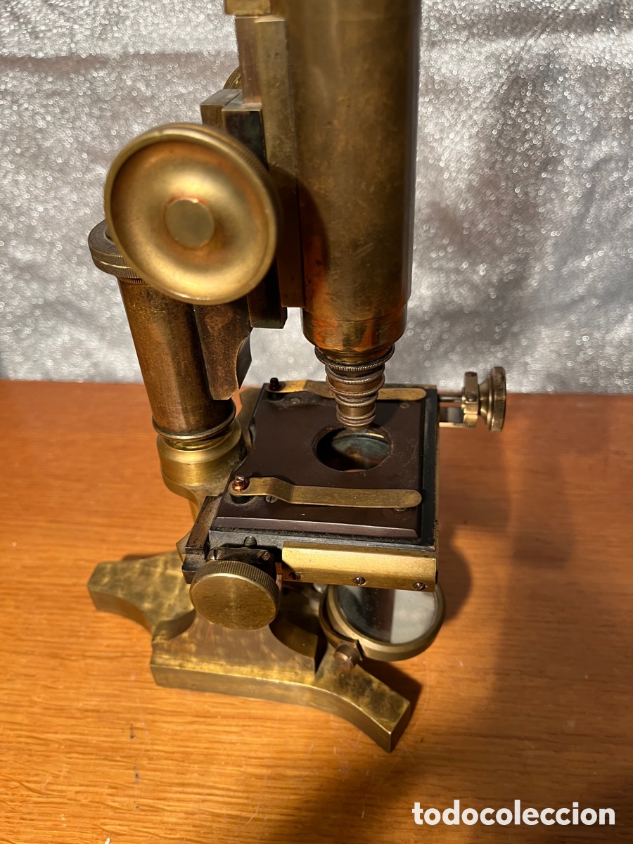 Antig&uuml;edades: Microscopio Siglo XIX , Bronce, Caja madera - Foto 11