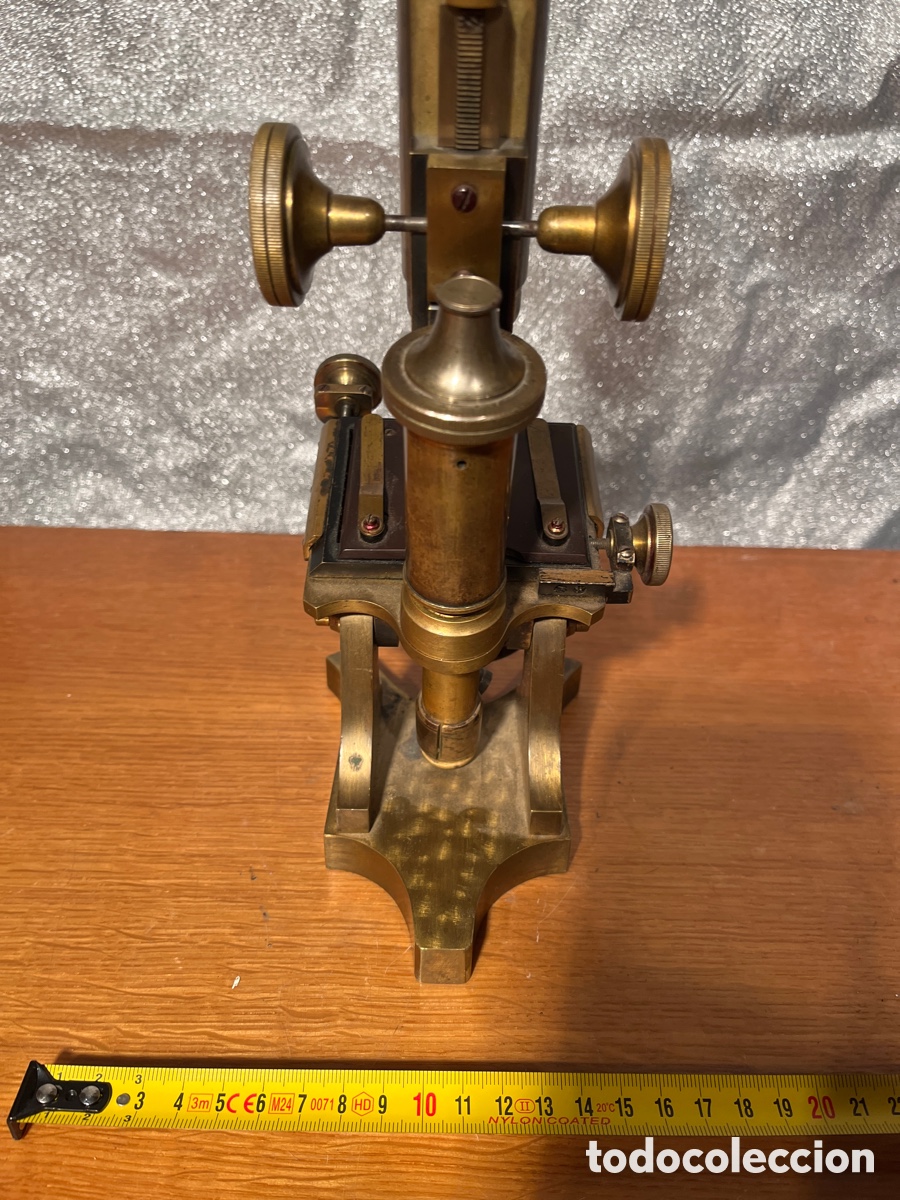 Antig&uuml;edades: Microscopio Siglo XIX , Bronce, Caja madera - Foto 13
