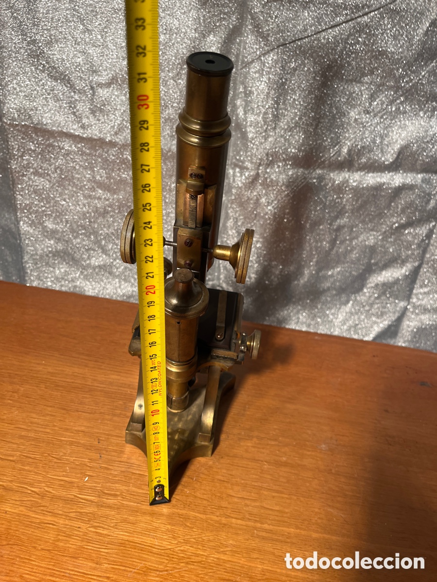 Antig&uuml;edades: Microscopio Siglo XIX , Bronce, Caja madera - Foto 14