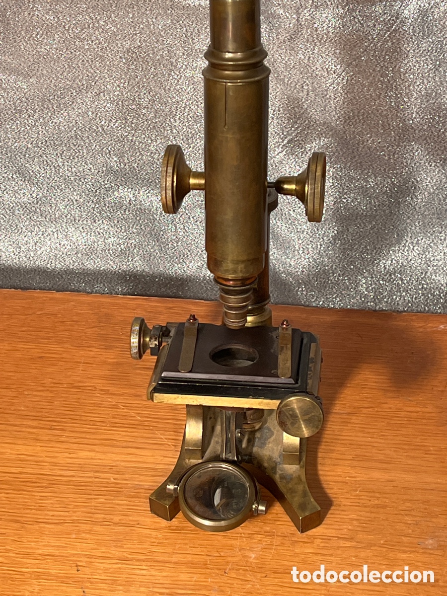 Antig&uuml;edades: Microscopio Siglo XIX , Bronce, Caja madera - Foto 1