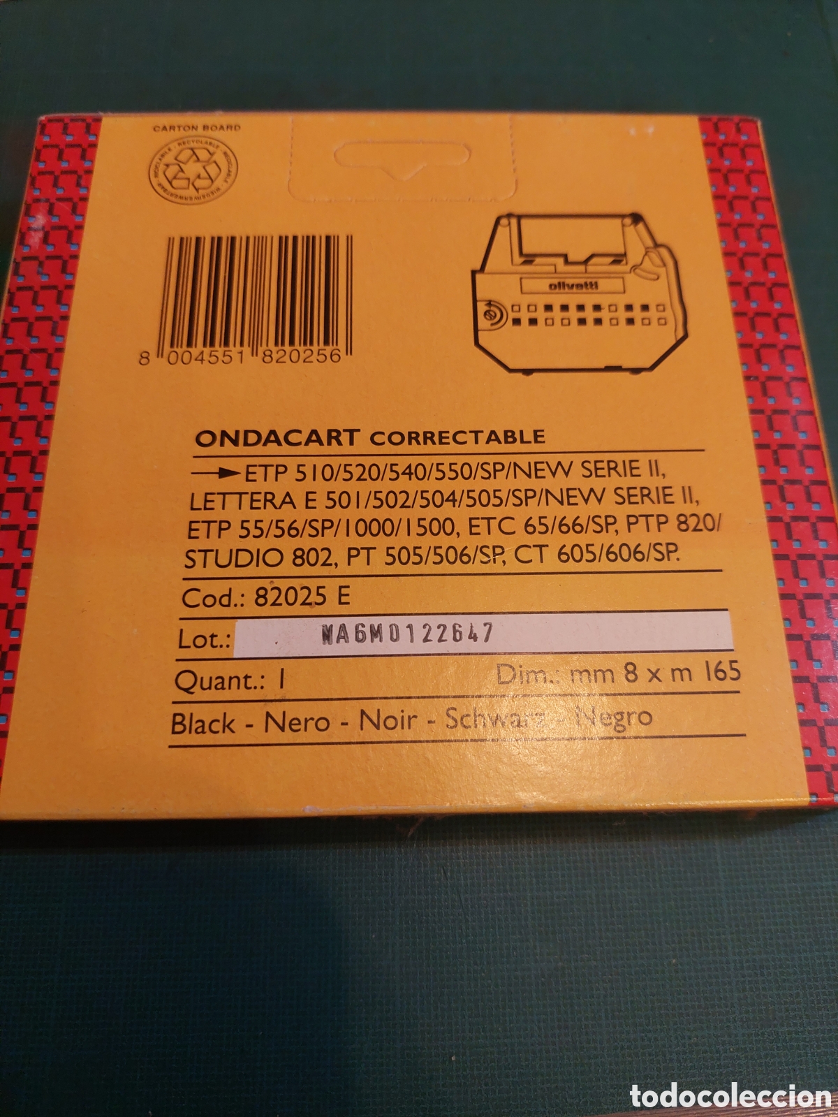Antig&uuml;edades: CINTA MAQUINA ONDACART CORRECTSBLE OLIVETTI - Foto 3
