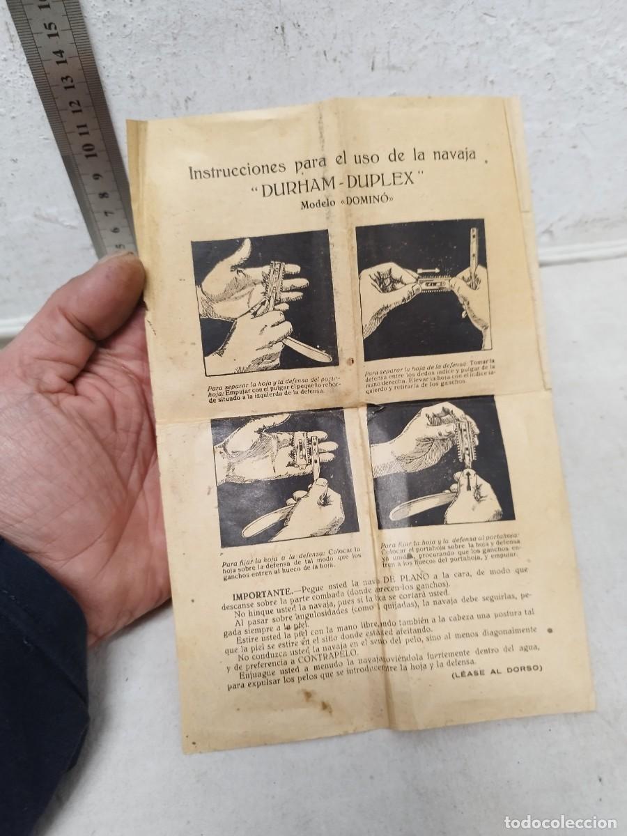 Antig&uuml;edades: Antiguas instrucciones, manual de la cuchilla de afeitar. Dirham D&uacute;plex - Foto 2