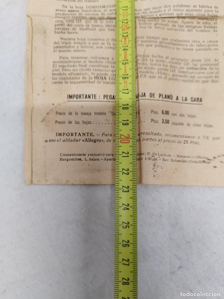 Antig&uuml;edades: Antiguas instrucciones, manual de la cuchilla de afeitar. Dirham D&uacute;plex - Foto 6