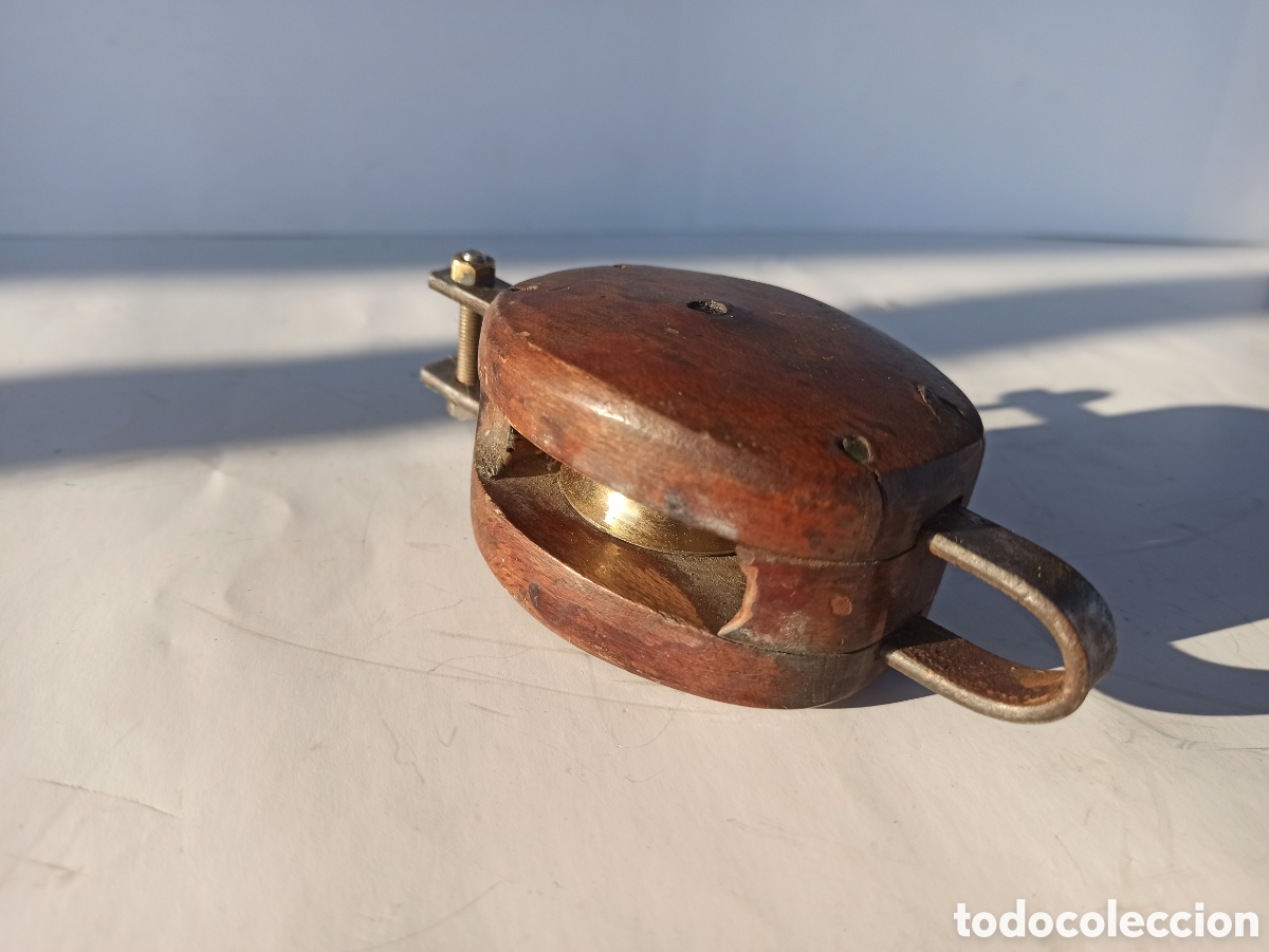 Antig&uuml;edades: Polea de madera y bronce - Foto 2