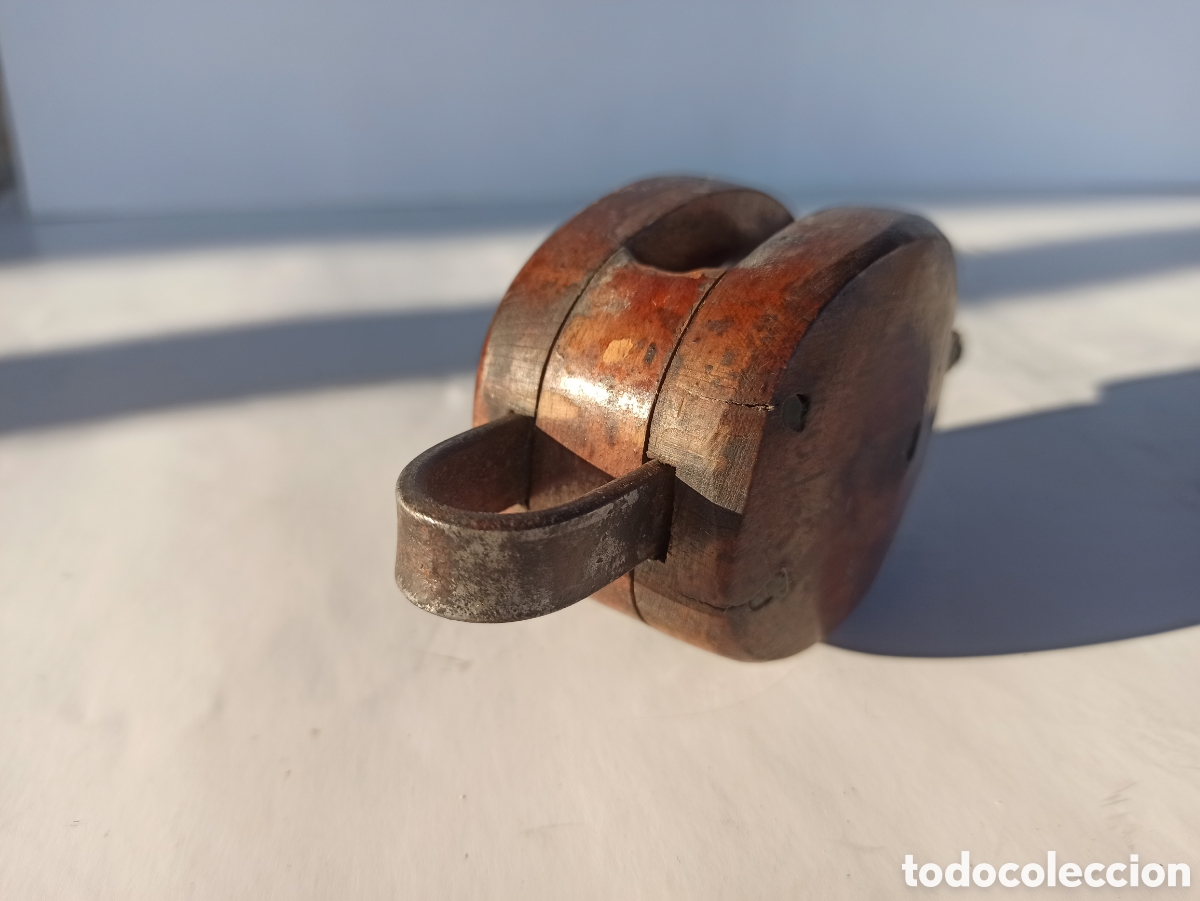 Antig&uuml;edades: Polea de madera y bronce - Foto 5