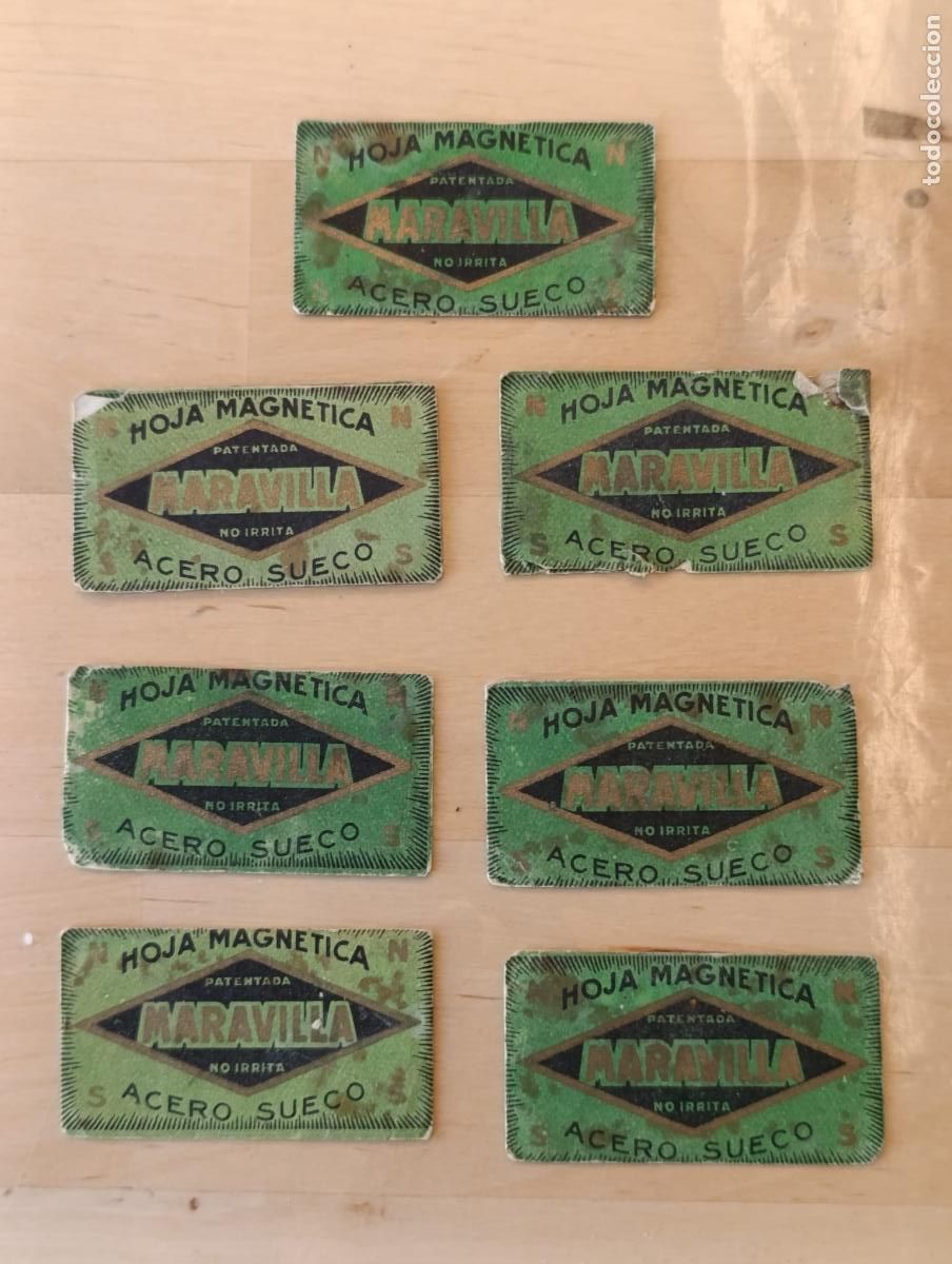 Antig&uuml;edades: ANTIGUAS 5 CUCHILLAS DE AFEITAR CON SU ENVOLTORIO. - Foto 1