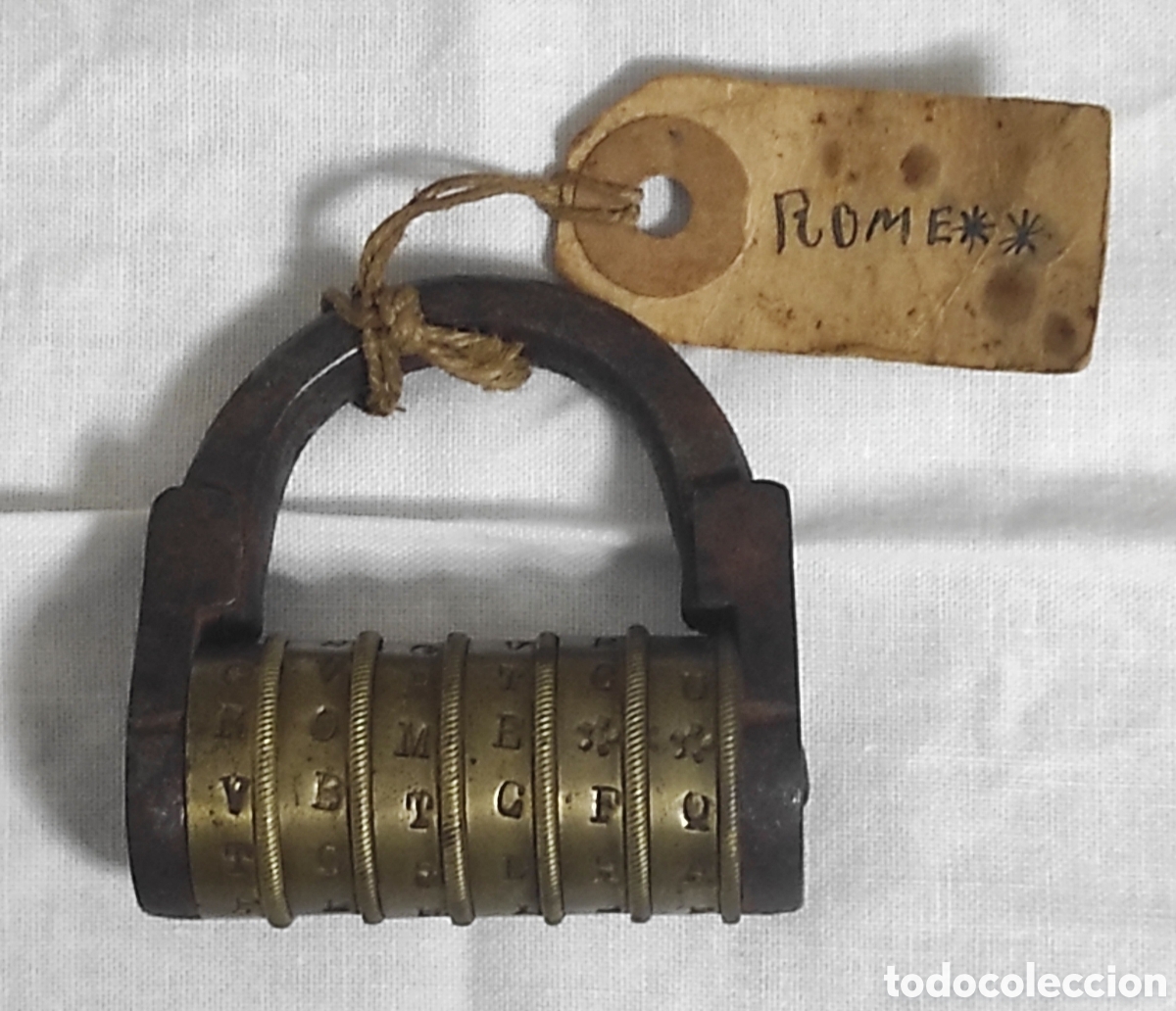 Antig&uuml;edades: ANTIGUO CANDADO DE C&Oacute;DIGO O COMBINACI&Oacute;N - 6 CILINDROS - Foto 1