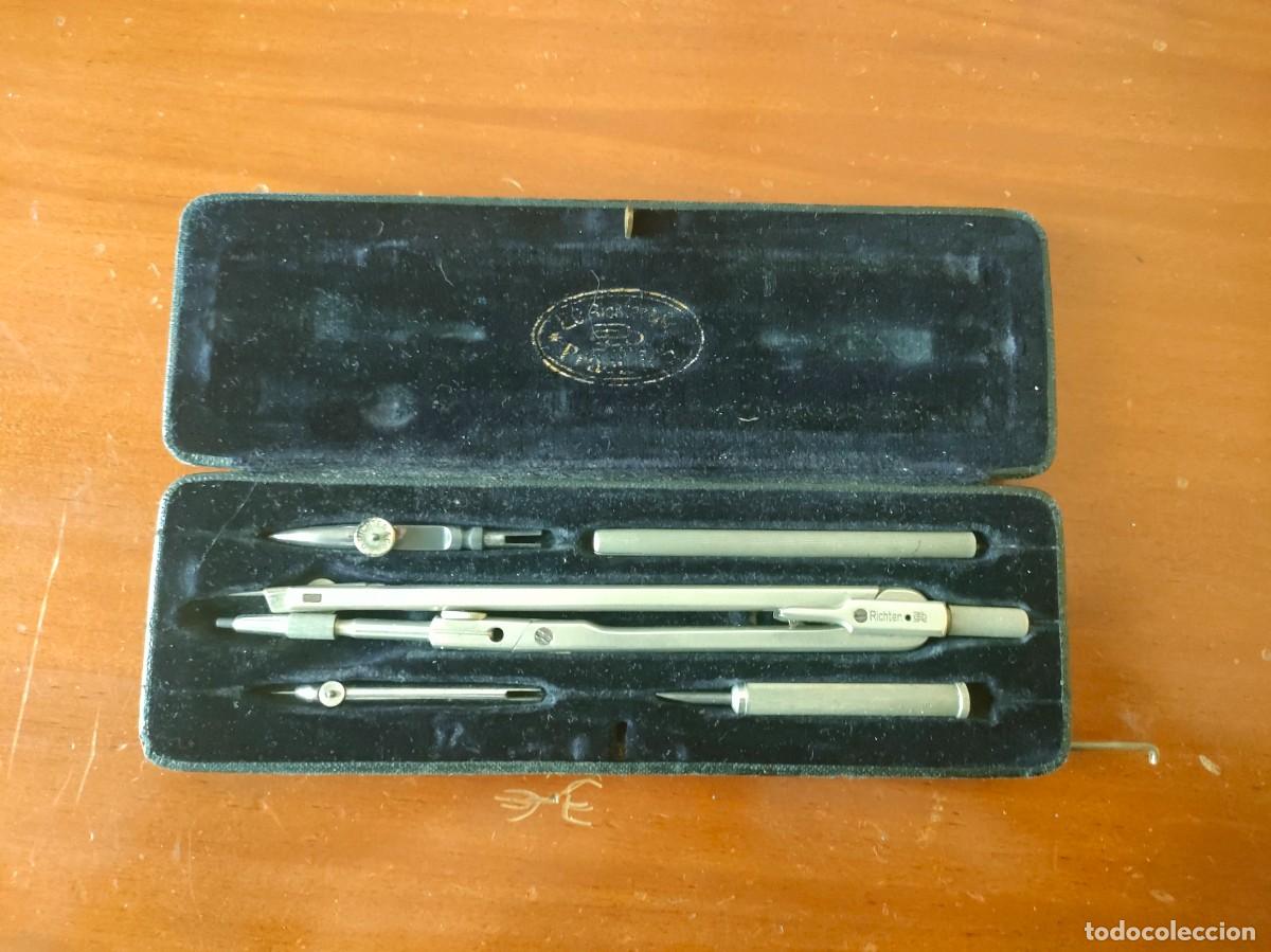 Antig&uuml;edades: ANTIGUO ESTUCHE - CAJA COMPASES ORIGINAL RICHTER 1106 COMPAS DIVIDER SET - Foto 7