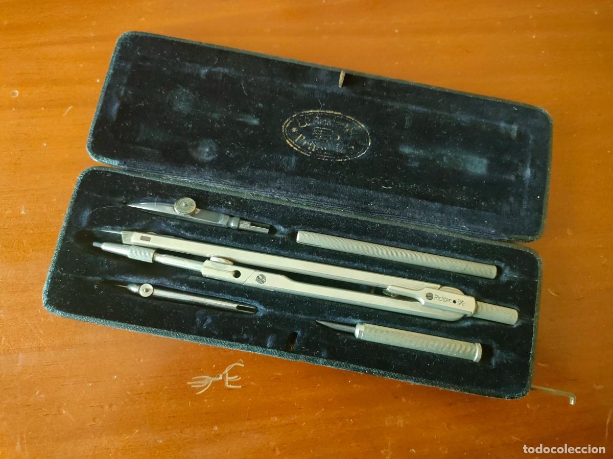 Antig&uuml;edades: ANTIGUO ESTUCHE - CAJA COMPASES ORIGINAL RICHTER 1106 COMPAS DIVIDER SET - Foto 14