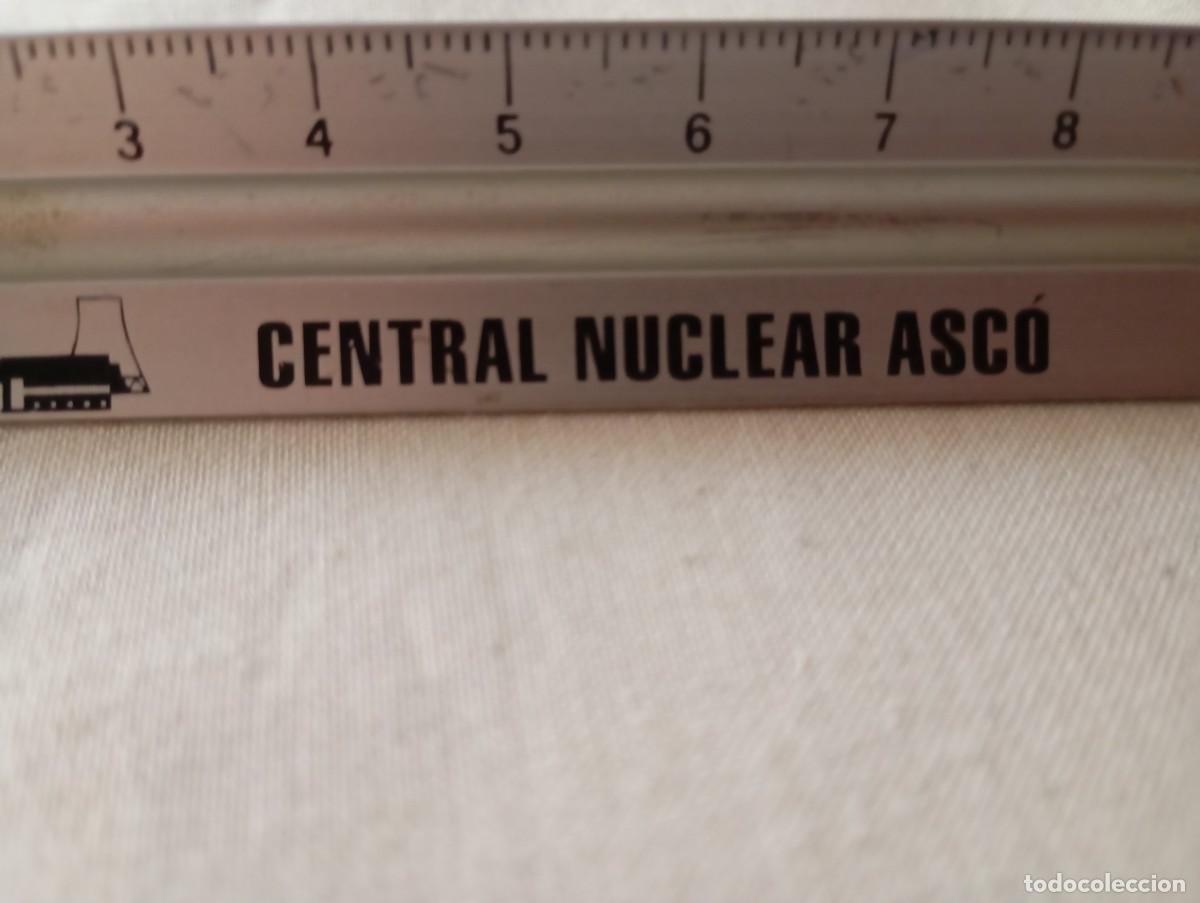Antig&uuml;edades: Regla triangular de medici&oacute;n con grabado Central Nuclear de Asc&oacute; - Foto 1