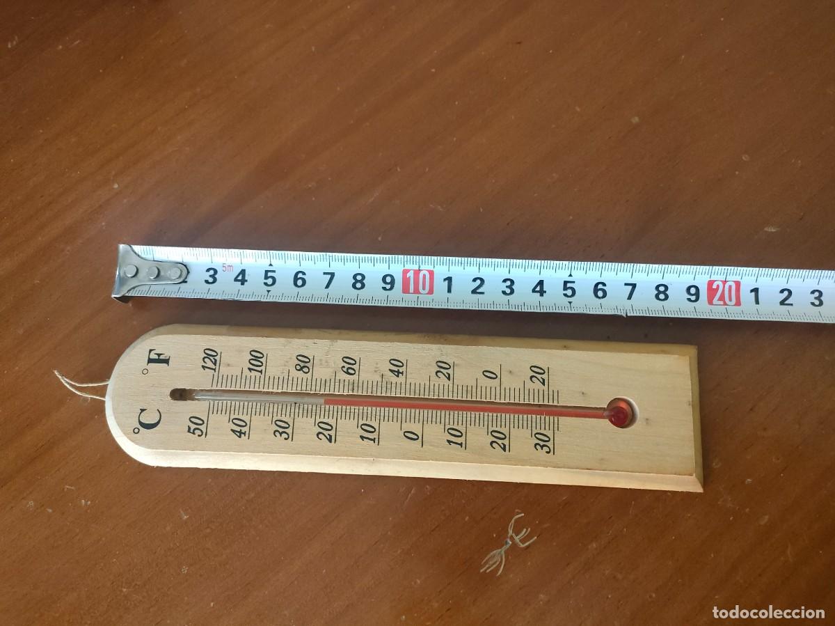 Antig&uuml;edades: TERMOMETRO GRADOS FAHRENHEIT Y CELSIUS - CENT&Iacute;GRADOS - CON BASE DE MADERA. - Foto 3
