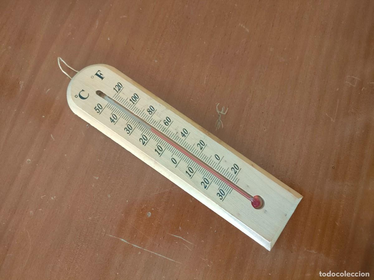 Antig&uuml;edades: TERMOMETRO GRADOS FAHRENHEIT Y CELSIUS - CENT&Iacute;GRADOS - CON BASE DE MADERA. - Foto 4