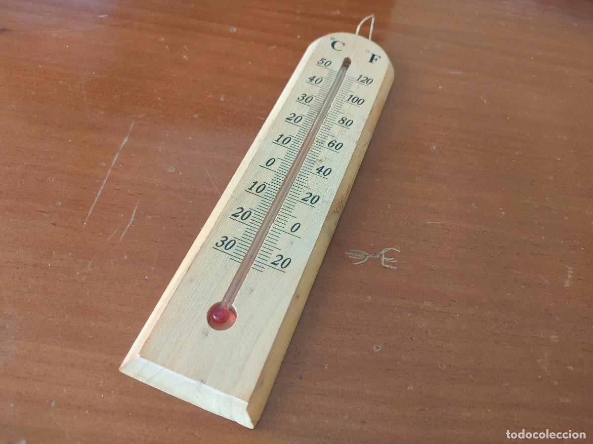 Antig&uuml;edades: TERMOMETRO GRADOS FAHRENHEIT Y CELSIUS - CENT&Iacute;GRADOS - CON BASE DE MADERA. - Foto 5