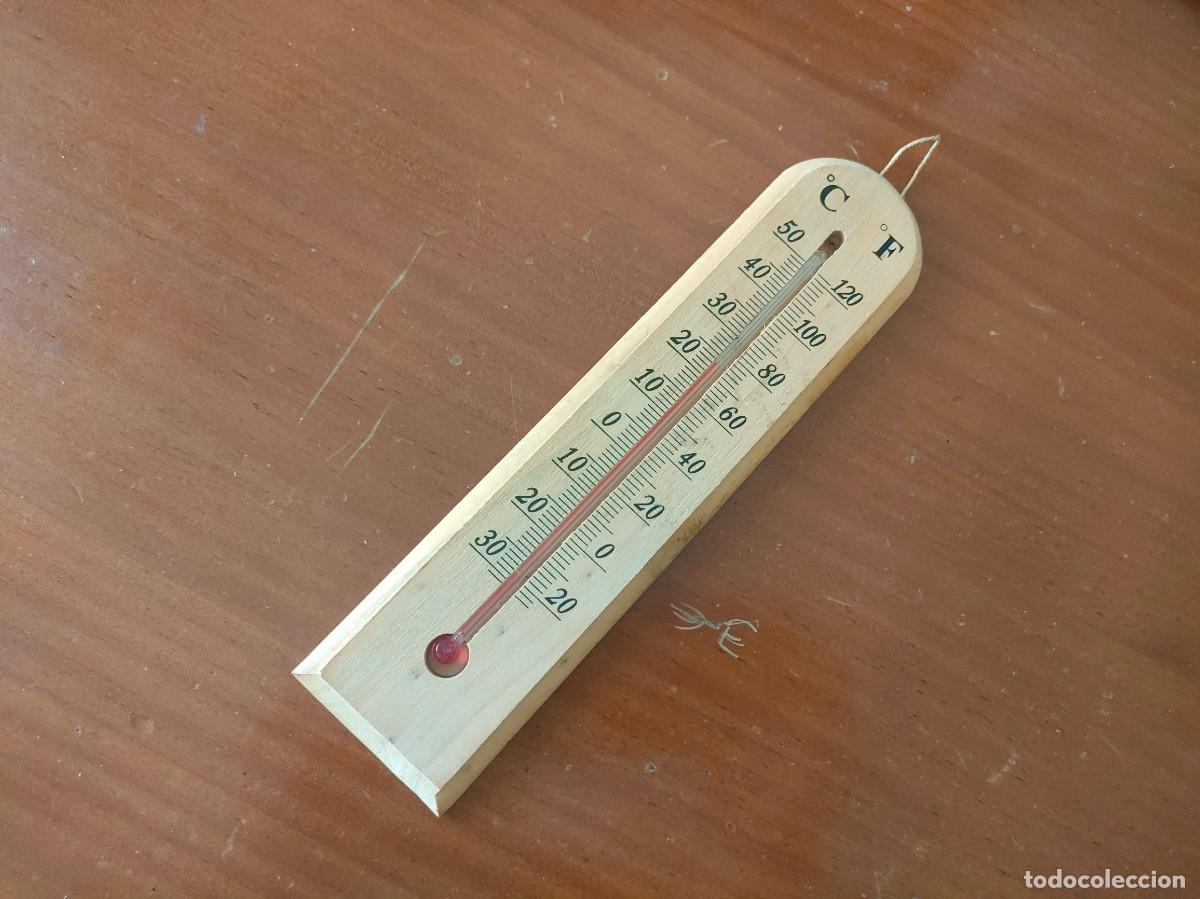 Antig&uuml;edades: TERMOMETRO GRADOS FAHRENHEIT Y CELSIUS - CENT&Iacute;GRADOS - CON BASE DE MADERA. - Foto 9