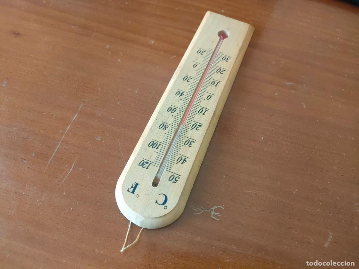 Antig&uuml;edades: TERMOMETRO GRADOS FAHRENHEIT Y CELSIUS - CENT&Iacute;GRADOS - CON BASE DE MADERA. - Foto 10