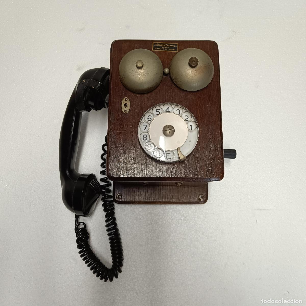 Tel&eacute;fonos: TELEFONO ESPA&Ntilde;OL DE MADERA STANDARD ELECTRICA. - Foto 1