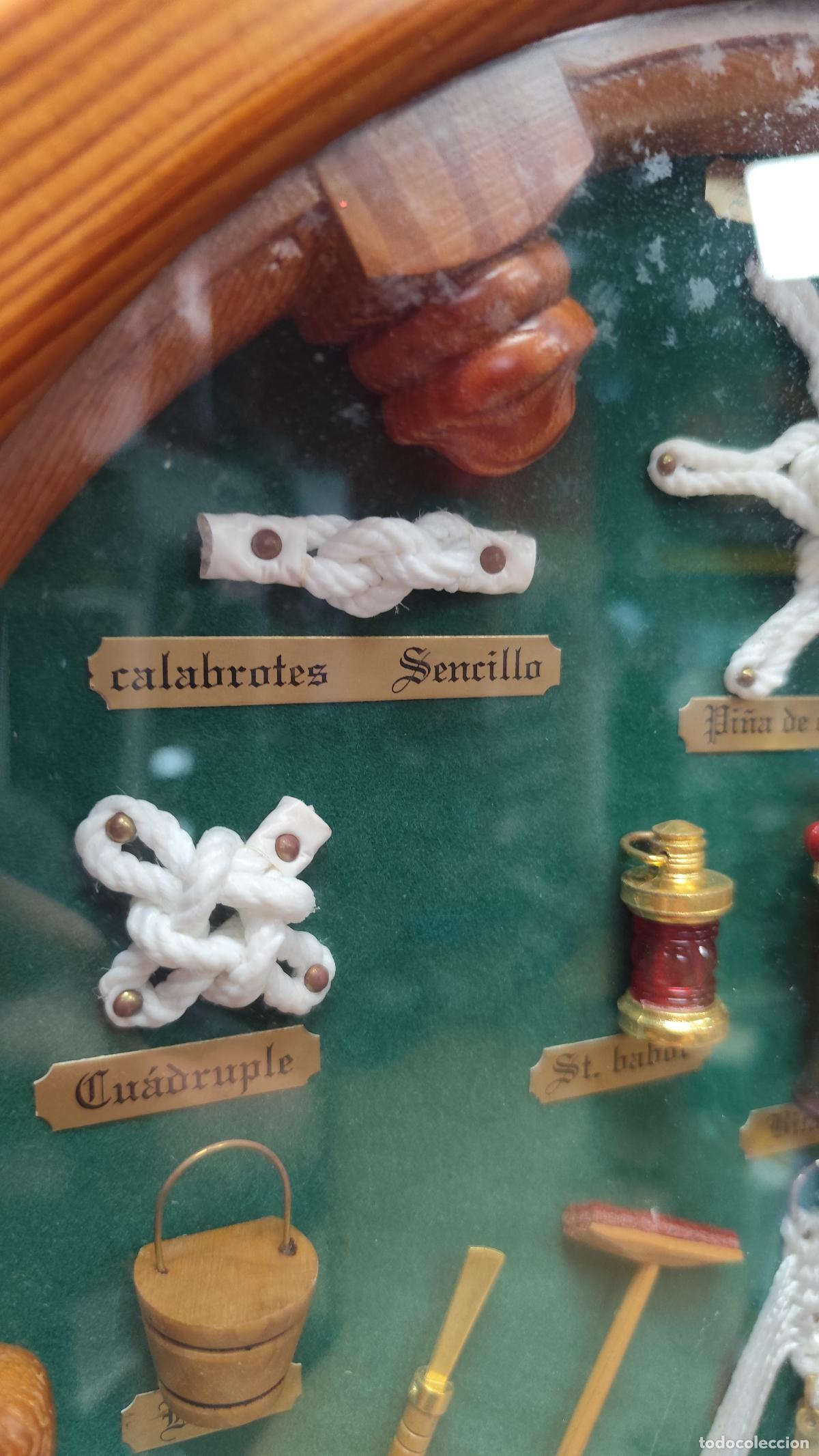 Antig&uuml;edades: CUADRO EN MADERA CON FORMA DE TIMON REALIZADO EN NUDOS MARINEROS - Foto 4