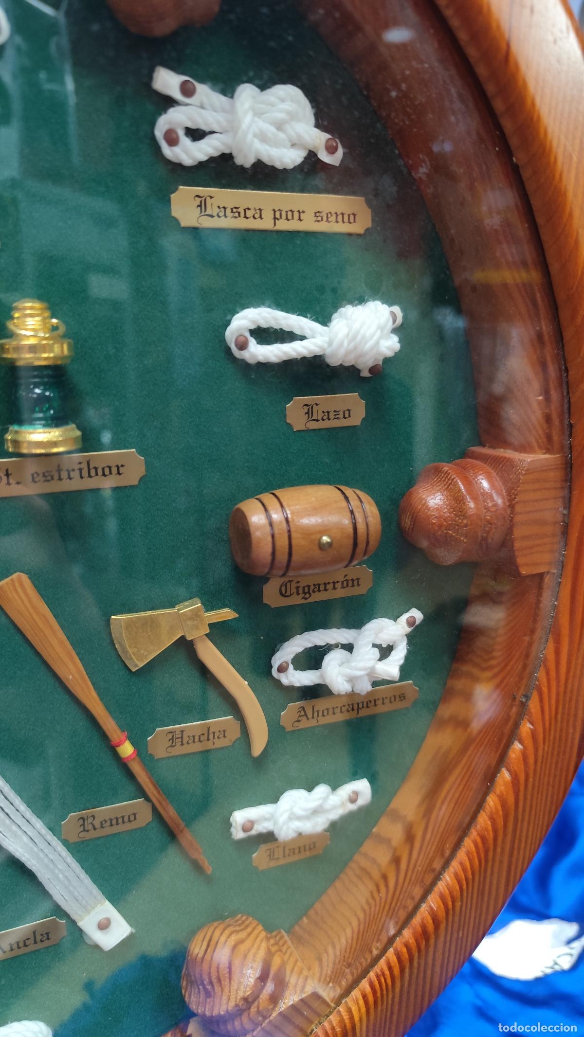 Antig&uuml;edades: CUADRO EN MADERA CON FORMA DE TIMON REALIZADO EN NUDOS MARINEROS - Foto 7