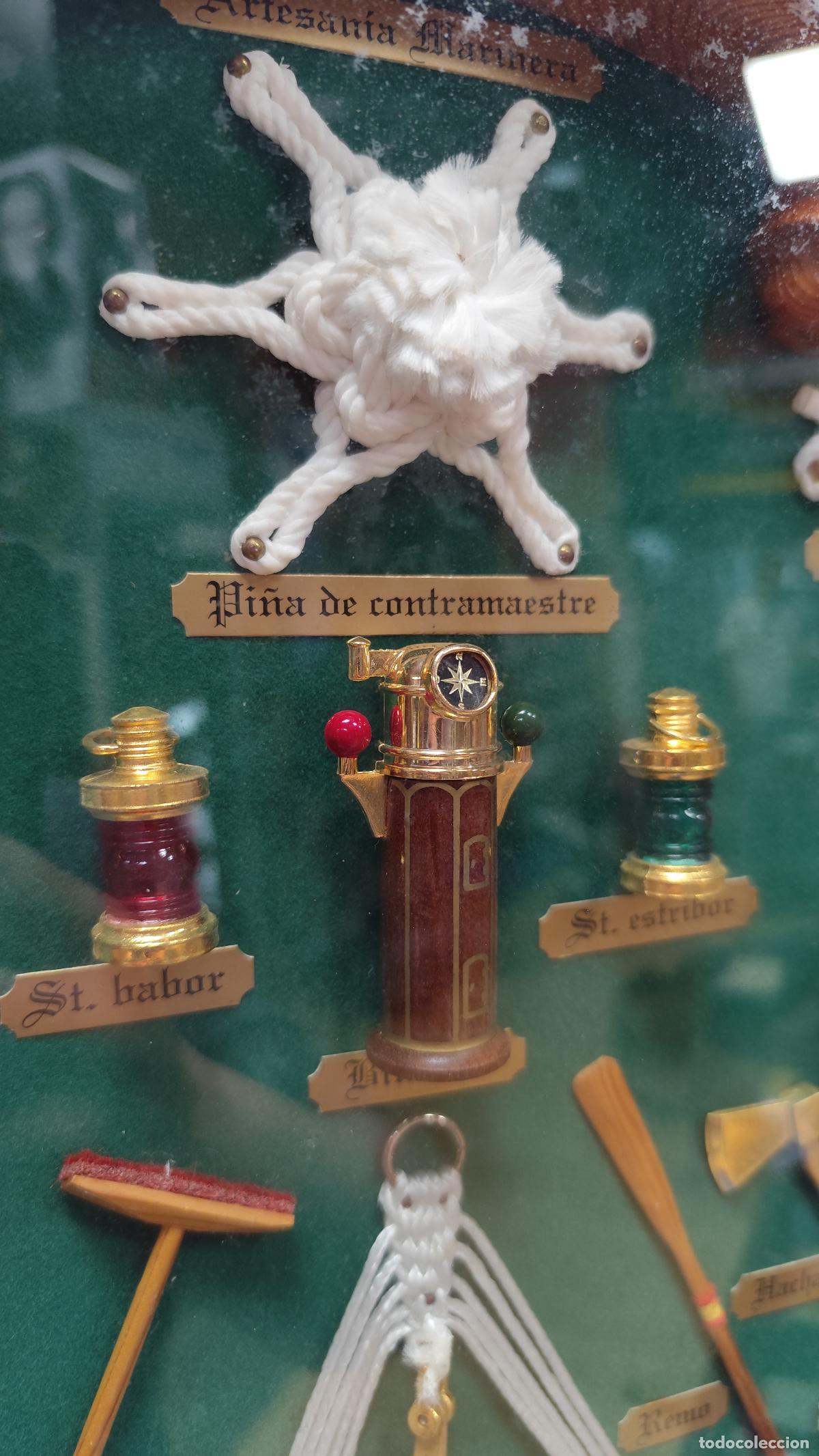 Antig&uuml;edades: CUADRO EN MADERA CON FORMA DE TIMON REALIZADO EN NUDOS MARINEROS - Foto 8
