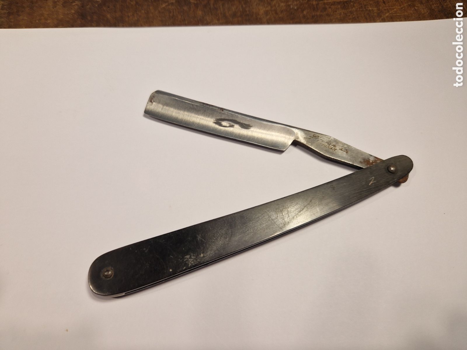 Antig&uuml;edades: Navaja de afeitar mango de cuerno Lizeran Perpignan - Foto 1